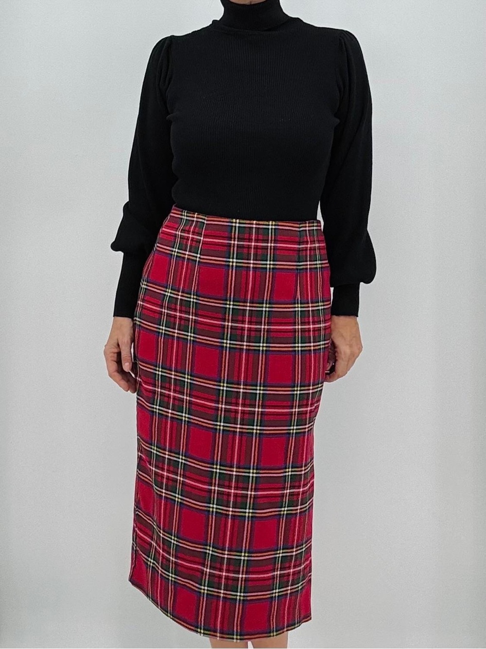 Vintage Y2K Academia Preppy Heritage Americana Holiday Tartan Plaid Pencil Skirt